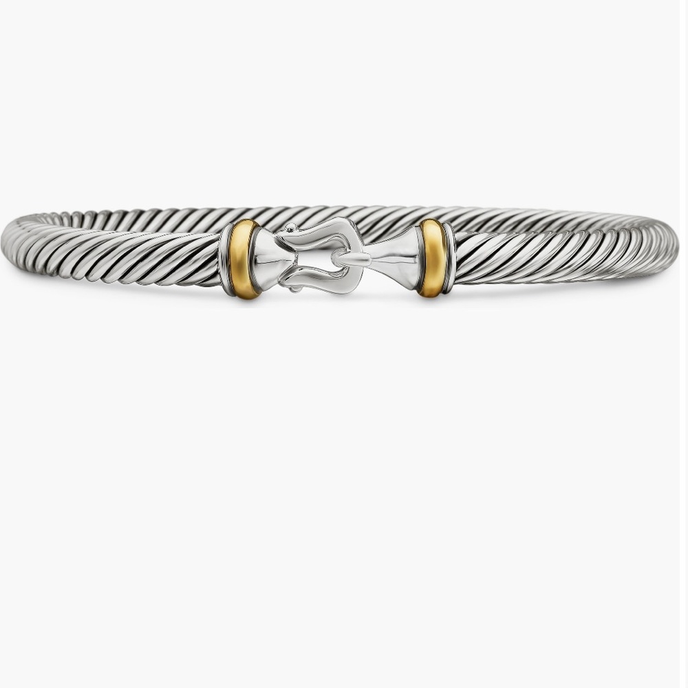 David Yurman Silver and 18k Gold Cable Bracelet.